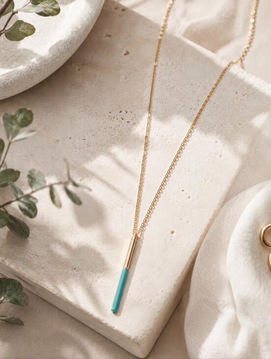 Marlyn Schiff Jewelry - Marlyn Schiff Gold and Turquoise Pendant Bar Necklace